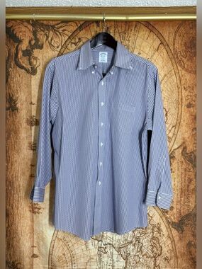 Men’s Shirt 16.5-32 Brooks Brothers Regent Long Sleeve Button Up Purple-White